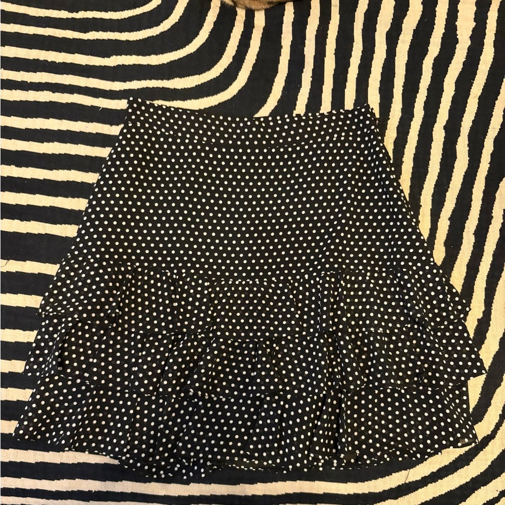 Michael Kors Black and White Polka Dot Mini Skirt